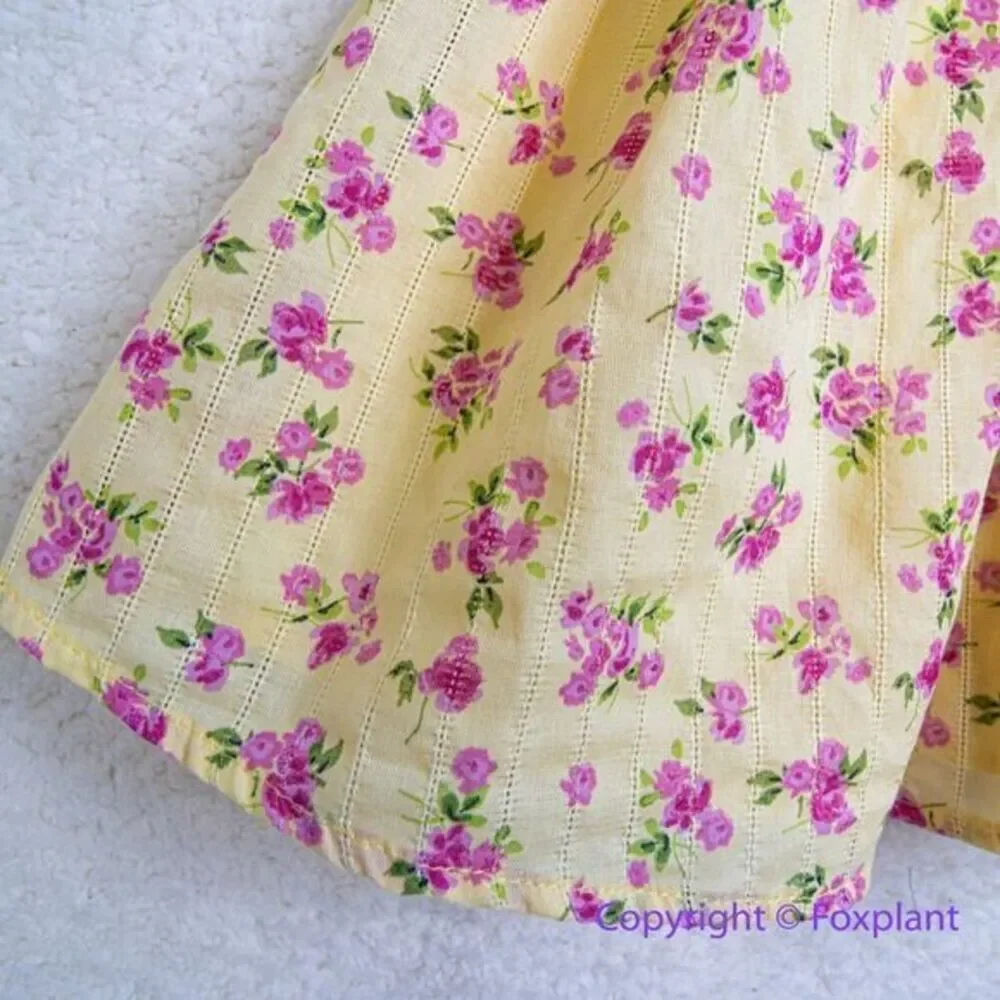 New! Zunie Girl Cotton Floral‎ fit and flare Knee-Length Dress yellow , size L